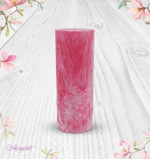 Svíčka Válec 3 (20 cm) – Červená / Černá višeň / Dvojité srdíčko